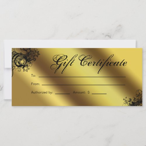 Gift Certificates Salon Spa Gold Floral Butterfly