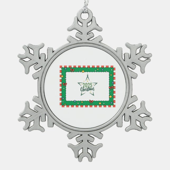 Gift Christmas  Snowflake Pewter Christmas Ornament (Front)