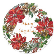 Gift Classic Round Christmas Sticker