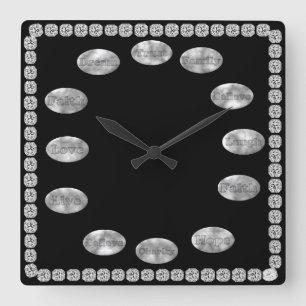 Gift Clock with Inspirational Words Black & Bling