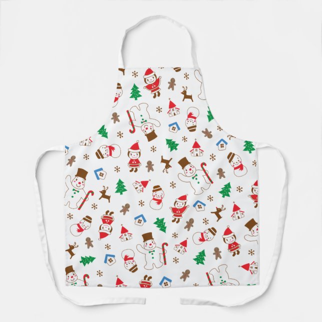 Gift cute Christmas holiday cookie family Apron (Front)