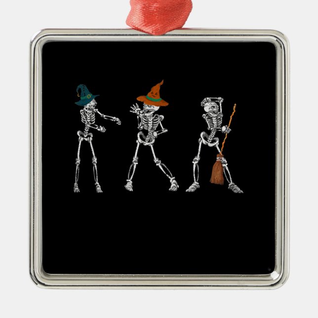 Gift Dance |Halloween Dance Macabre Witch Skeleton Metal Ornament (Front)