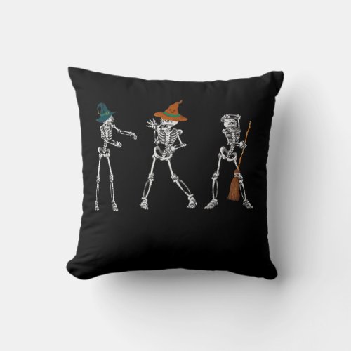 Gift Dance Halloween Dance Macabre Witch Skeleton Throw Pillow