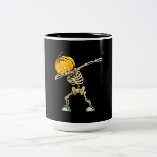 Gift Dance  Skeleton Pumpkin Halloween Dance Gift Two_Tone Coffee Mug