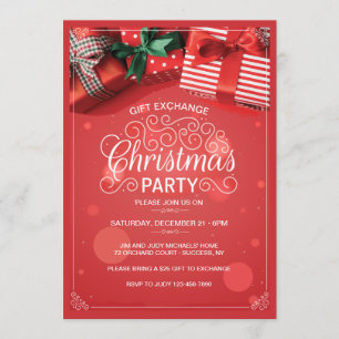 Gift Exchange Christmas Party Invitation