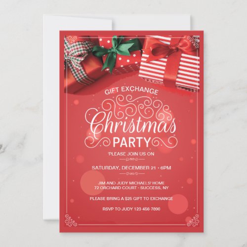 Gift Exchange Christmas Party Invitation