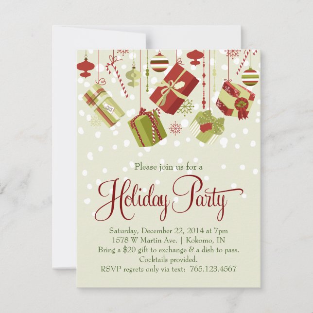 Gift Exchange Holiday Christmas Party Invitation (Front)