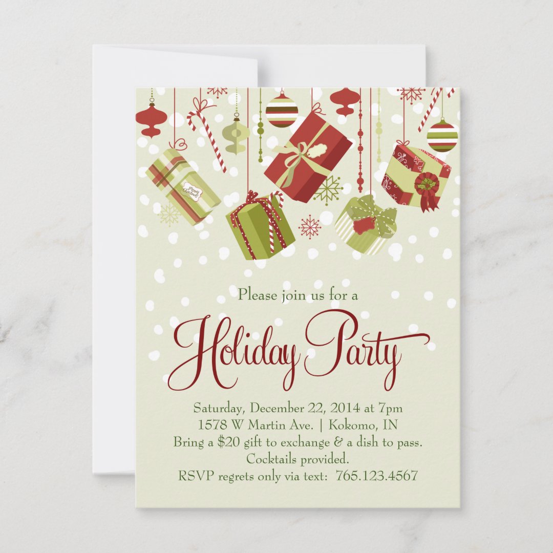 Gift Exchange Holiday Christmas Party Invitation | Zazzle