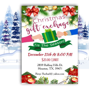 Gift Exchange Tis The Season Christmas Invitation