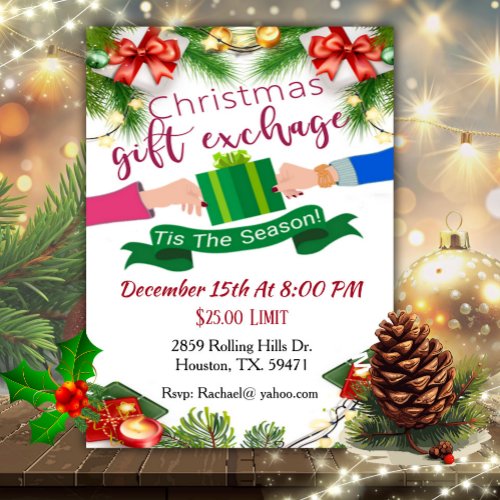 Gift Exchange Tis The Season Christmas Invitation