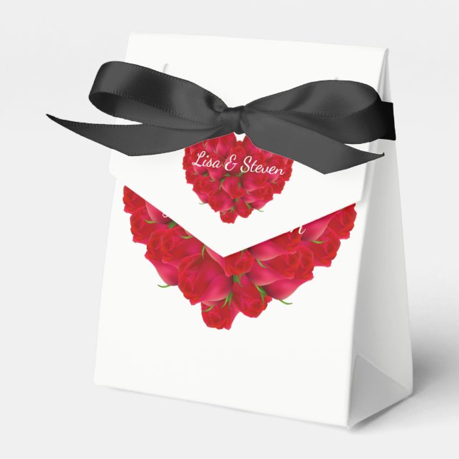 Gift/Favor Box-Red Roses Heart Favor Boxes (Front Side)