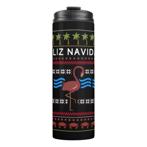 Gift Feliz Navidad Flamingo Thermal Tumbler