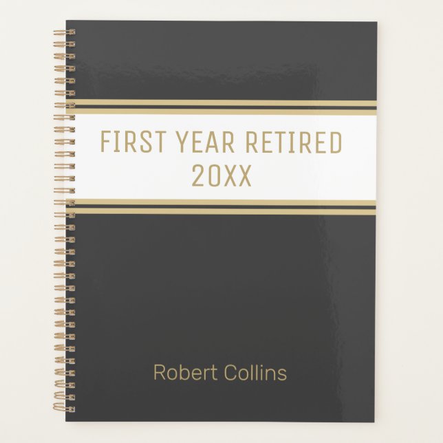 Gift!! First Year Retired custom daily Planner (Front)