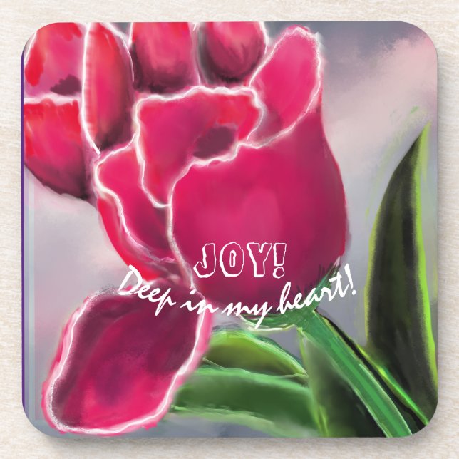  Gift Floral Design, Personalize Typography  Beverage Coaster (Front)