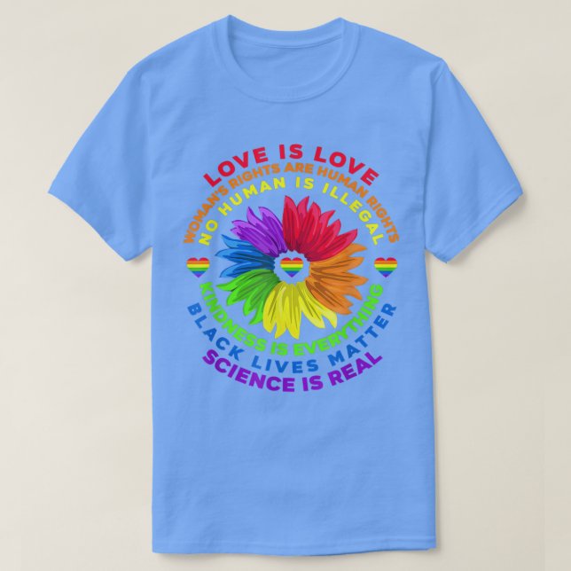 Gift Flower Rainbow Human Black Lives Rights Scien T-Shirt (Design Front)