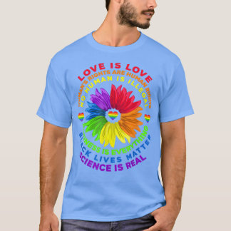 Gift Flower Rainbow Human Black Lives Rights Scien T-Shirt