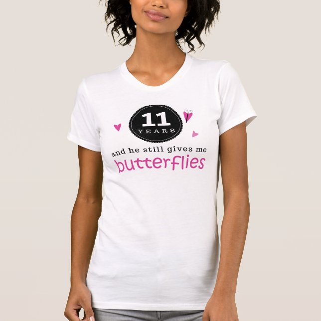 Gift For 11th Wedding Anniversary Butterfly T-Shirt (Front)