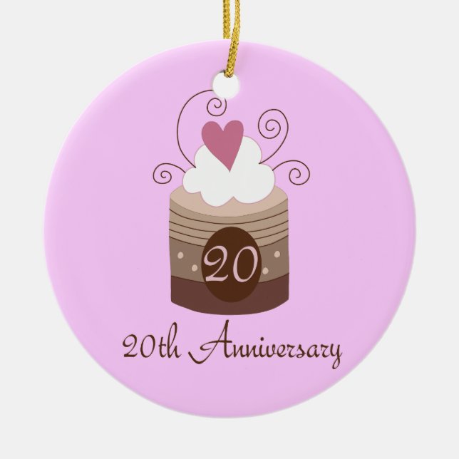 Gift For 20th Wedding Cute Cupcake Ceramic Ornament (Front)