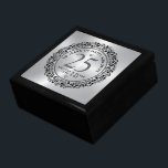 Gift for 25th Wedding Anniversary  Gift Box<br><div class="desc">Black ornate floral lace circle on metallic silver background,  customizable silver wedding Anniversary. Celebrating 25 years of happy memories. Customizable black typography. White diamonds heart accent.</div>