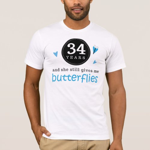 Gift For 34th Wedding Anniversary Butterfly T_Shirt