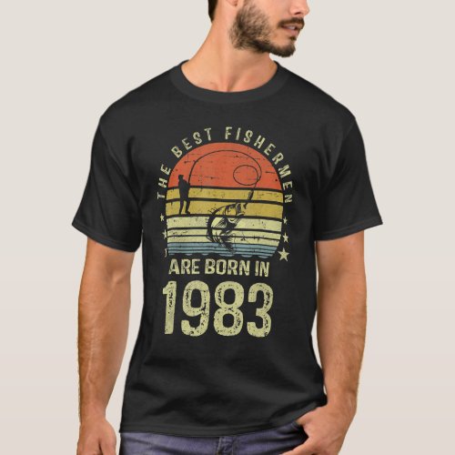 Gift For 40 Year Old Fishing Fisherman 1983 40th B T_Shirt