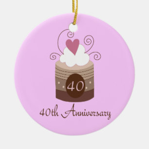 Gift For 40th Wedding Cute Cupcake Ceramic Ornament