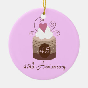 Gift For 45th Wedding Cute Cupcake Ceramic Ornament