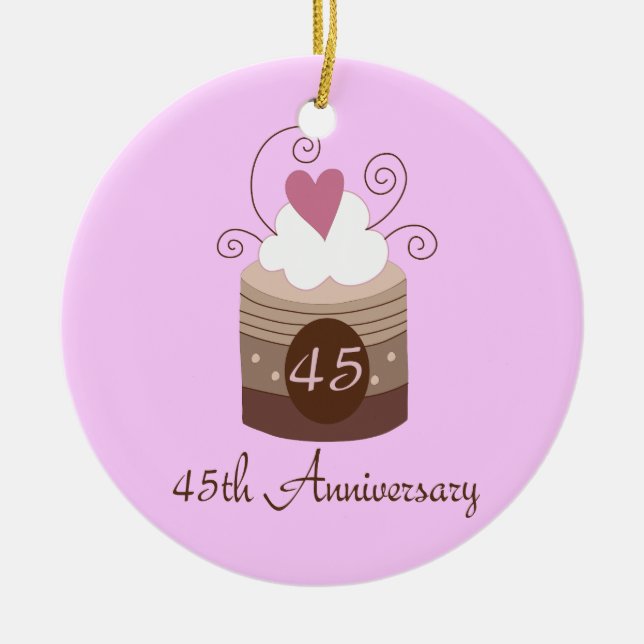 Gift For 45th Wedding Cute Cupcake Ceramic Ornament (Front)