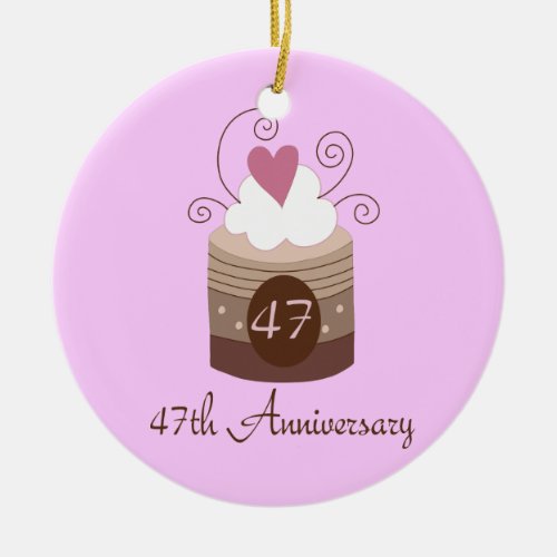 Gift For 47th Wedding Cute Cupcake Ceramic Ornament