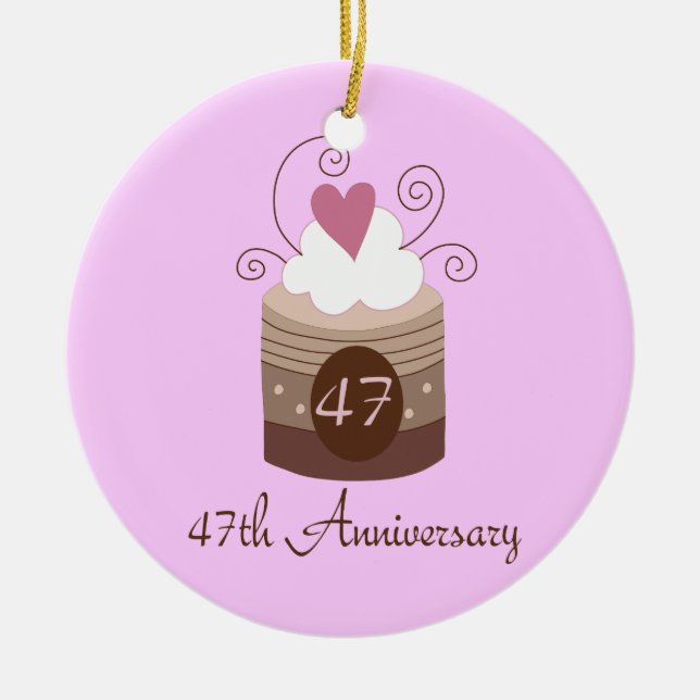Gift For 47th Wedding Cute Cupcake Ceramic Ornament (Front)