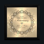 Gift For 50th Wedding Anniversary Box<br><div class="desc">Commemorate your 50th wedding anniversary with this elegant design—a black ornate mandala on an Image metallic gold background.
They are embellished with white diamonds —customizable text in black inside a shiny gold circle.</div>