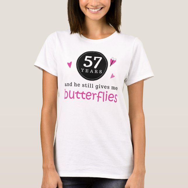 Gift For 57th Wedding Anniversary Butterfly T-Shirt (Front)