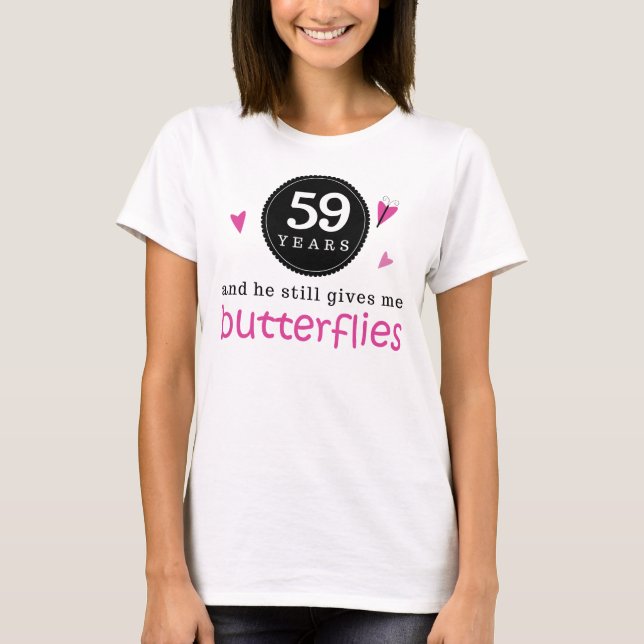 Gift For 59th Wedding Anniversary Butterfly T-Shirt (Front)