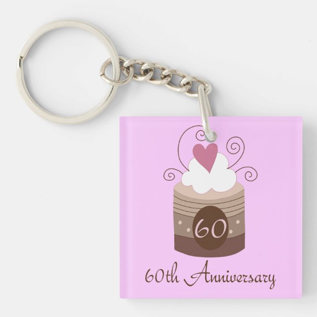 Gift For 60th Wedding Cute Cupcake Keychain (Front)