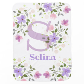 Gift for a Baby - Initial Plus Name with Flowers Blanket