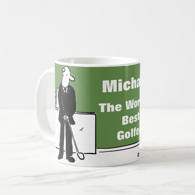 Gift for a golfer. The Word's Best Golfer Coffee Mug (Front Left)