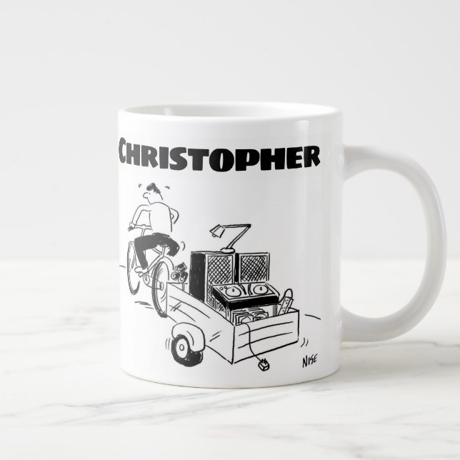 Gift for a Mobile Disc Jockey with Name Giant Coffee Mug (Right)