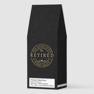 Gift For A Retiree Gold Badge Black Linen Roasted Coffee