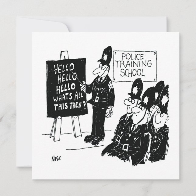 Gift for a UK Policeman - Police College Cartoon Holiday Card (Front)