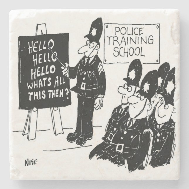 Gift for a UK Policeman - Police College Cartoon Stone Coaster (Front)