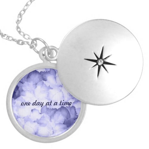 Gift for AA member locket purple One day at a time