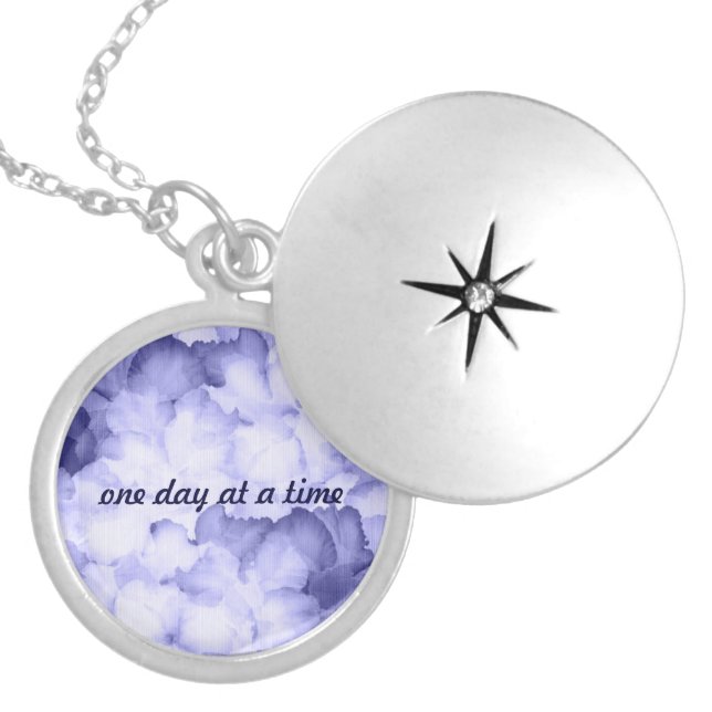 Gift for AA member locket purple One day at a time Necklace (Front)