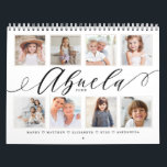 Gift for Abuela | Grandchildren Family Photos Calendar<br><div class="desc">Send a beautiful personalized gift to your Grandma (Abuela) that she'll cherish. Special personalized grandchildren & family photo collage calendar to display your own special family photos and memories. The front cover design features a simple 8 photo collage grid design with "Abuela" designed in a beautiful handwritten black script style....</div>