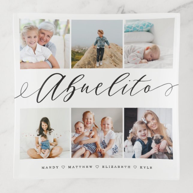 Gift for Abuelito | Grandchildren Photo Collage Trinket Tray (Front)
