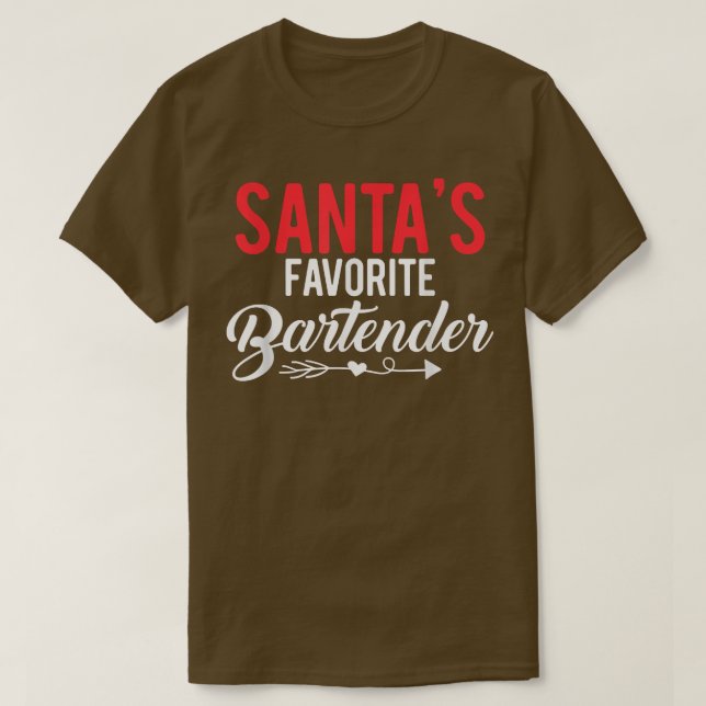 Gift For Bartender Santas Favorite Bartender T-Shirt (Design Front)