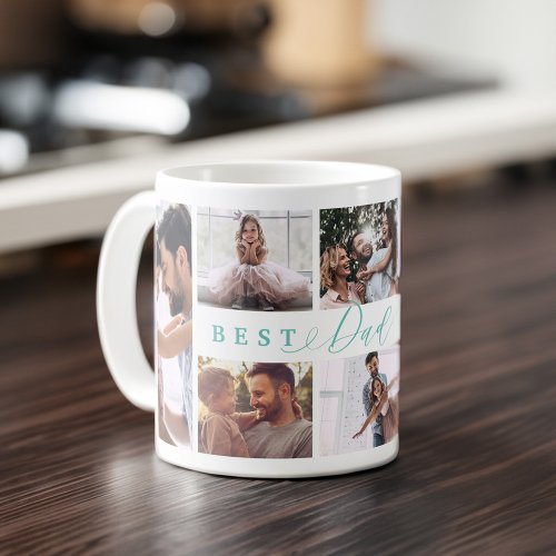 Gift For Best Dad Ever Family Photo Collage Aqua Coffee Mug