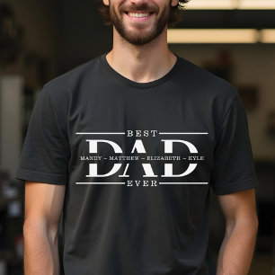Gift For Best Dad Ever Minimal Personalized Names Tri-Blend Shirt