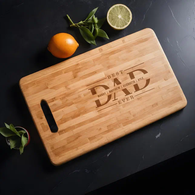 Discover Gift for Best Dad Ever Personalized Family Names Cutting Board