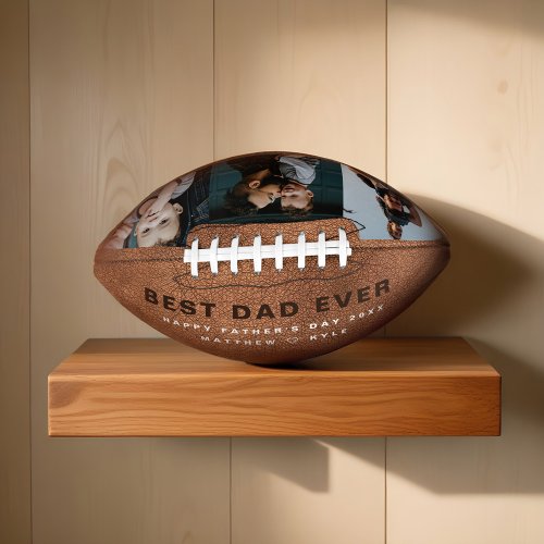 Gift For Best Dad Ever Rustic 3 Photo Collage Football