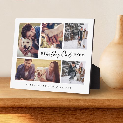 Gift For Best Dog Dad Ever Family Photo Collage Plaque